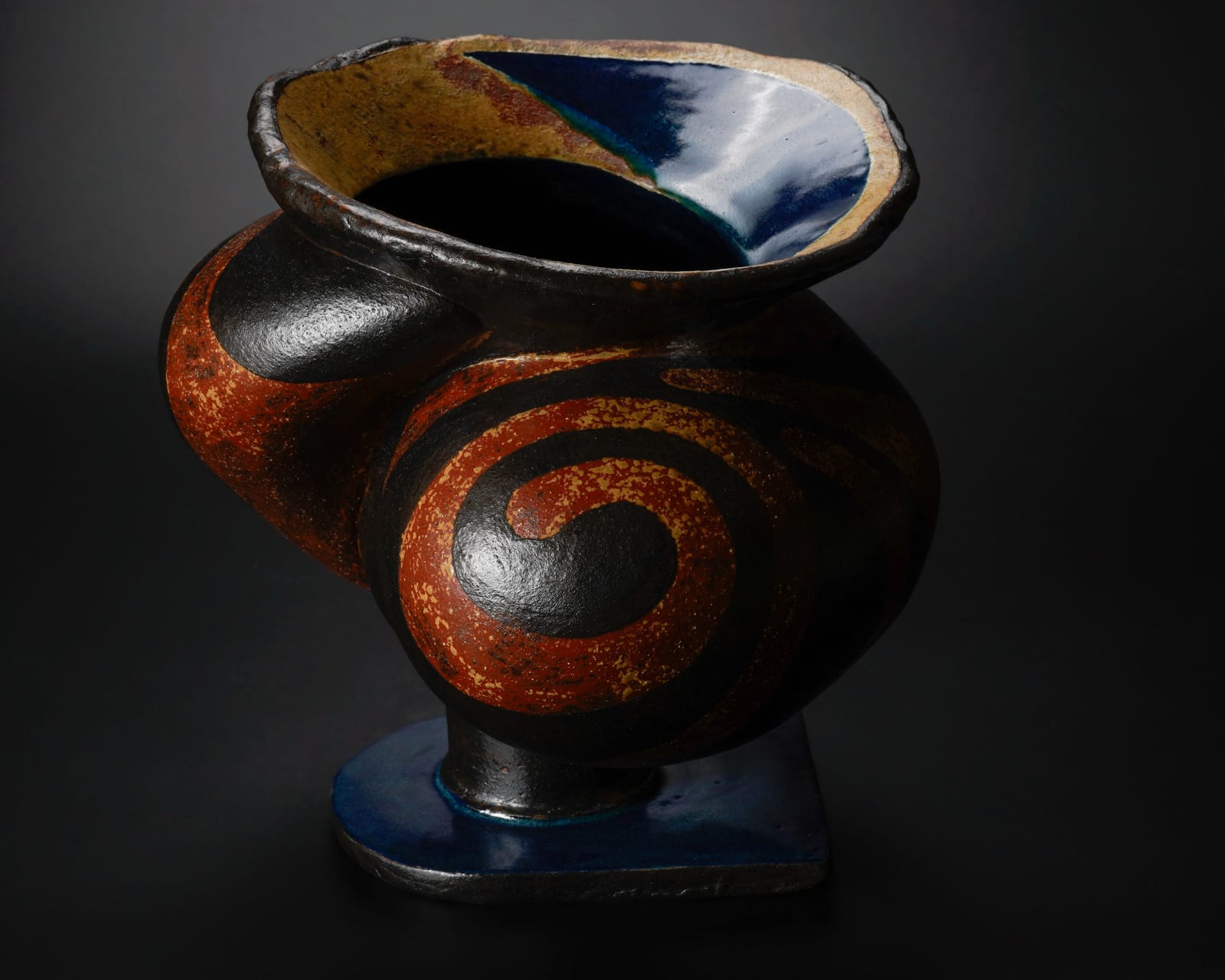 Yanagihara Mutsuo 柳原睦夫, Flower-eating Vessel (wide-mouthed vessel with a swollen belly) 大口鼓腹花喰ふくら壺, 2024