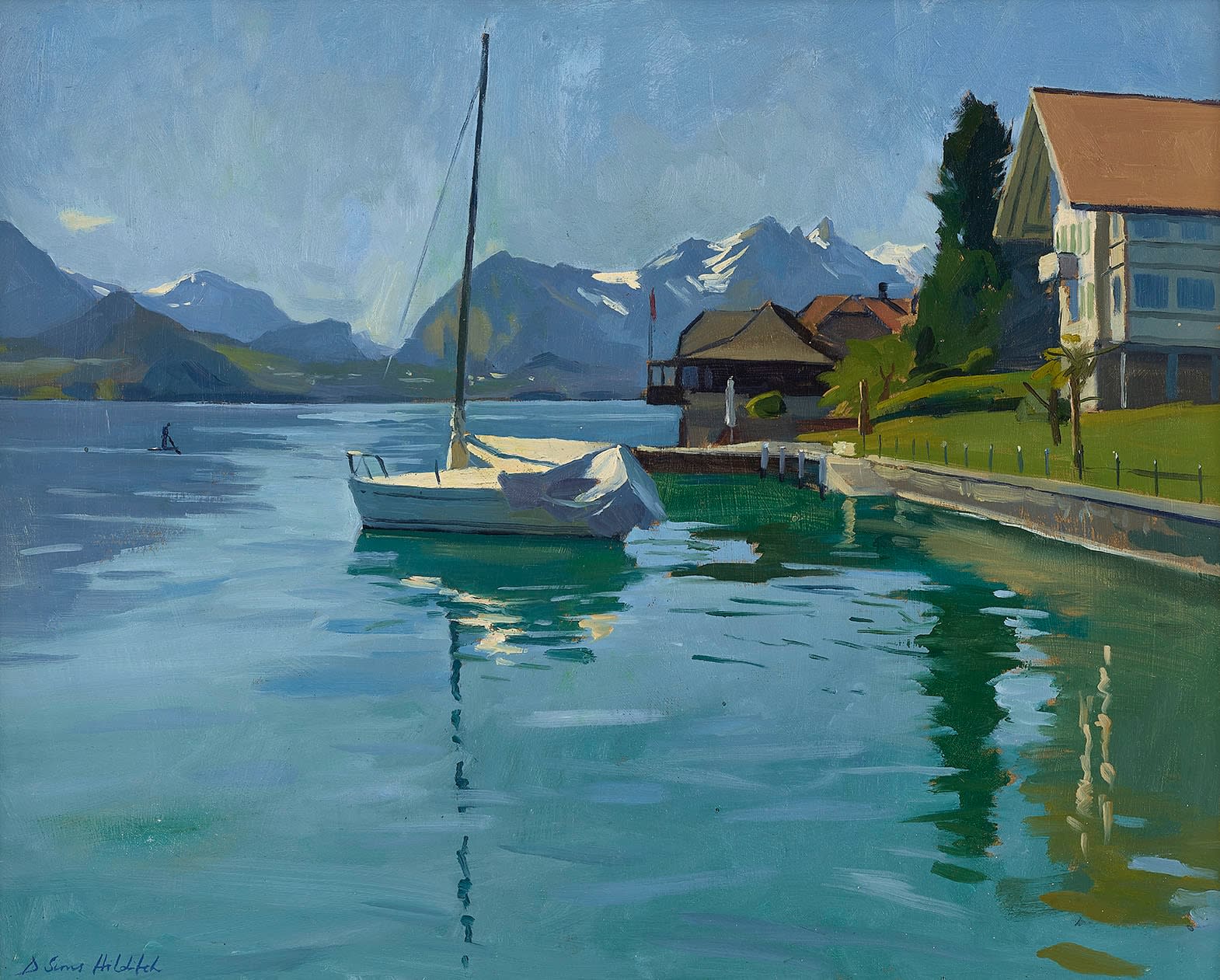 Daisy Sims Hilditch, Spring Paddle Boarding on Lake Thun, 2021