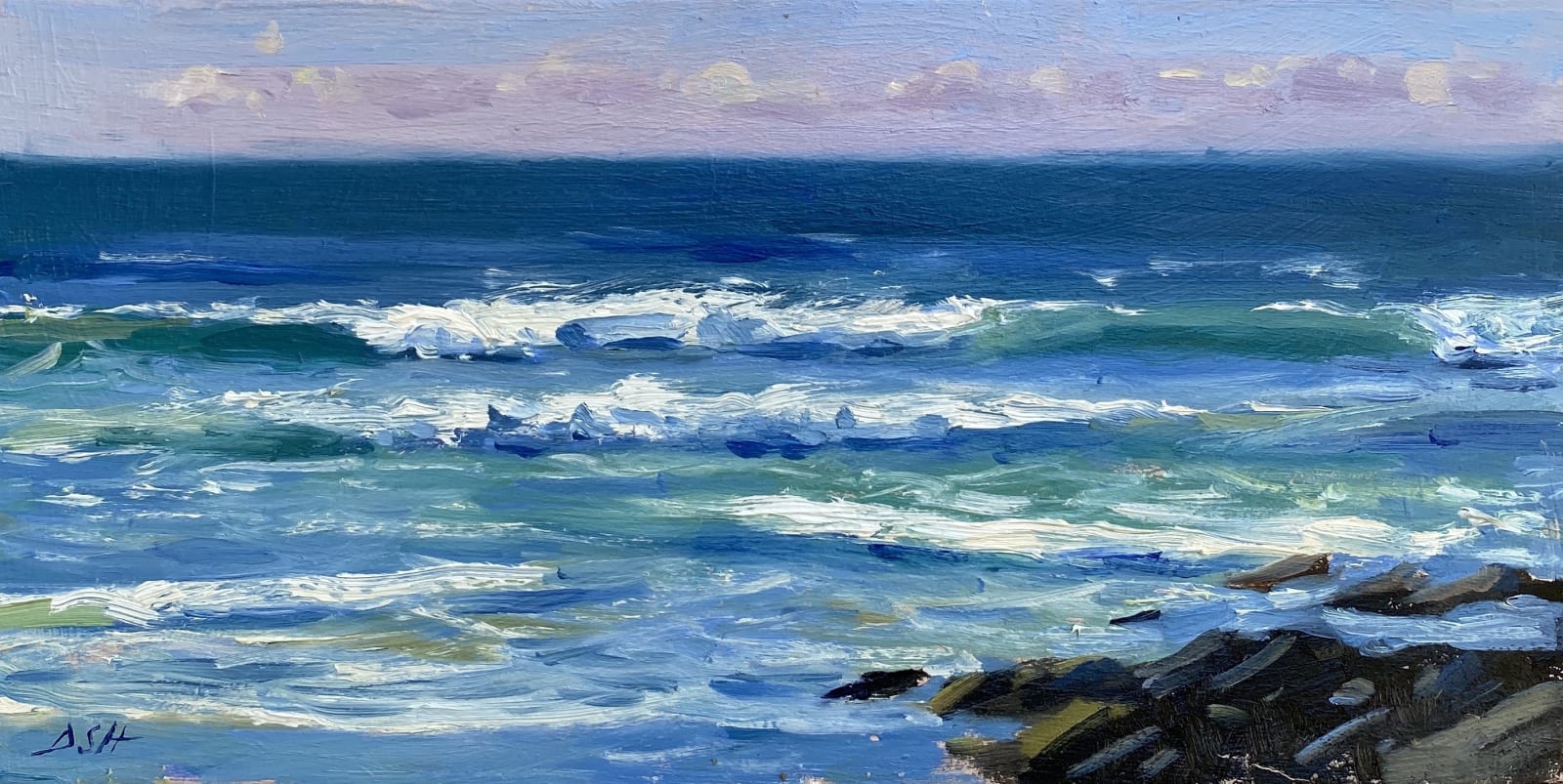 Daisy Sims Hilditch, 7am Waves on Pendower, 2020