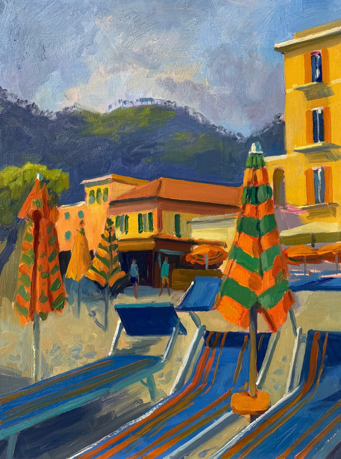 Daisy Sims Hilditch, Stripey Umbrellas, Cinque Terre , 2024