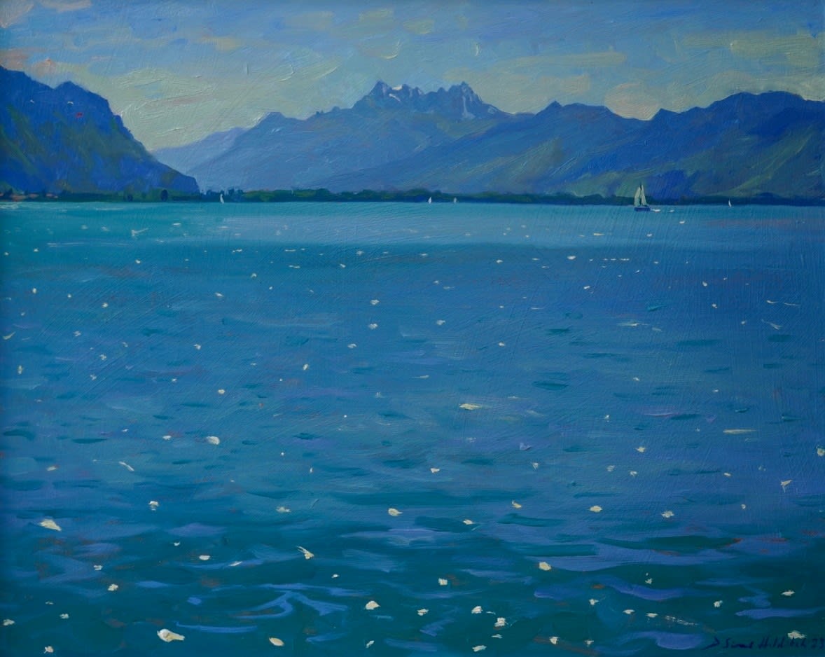 Daisy Sims Hilditch, Afternoon light on Lac Léman, Les Dents du Midi