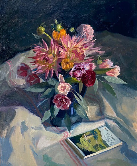 Daisy Sims Hilditch, Dahlias, Parrot Tulips and Eucalyptus, 2020