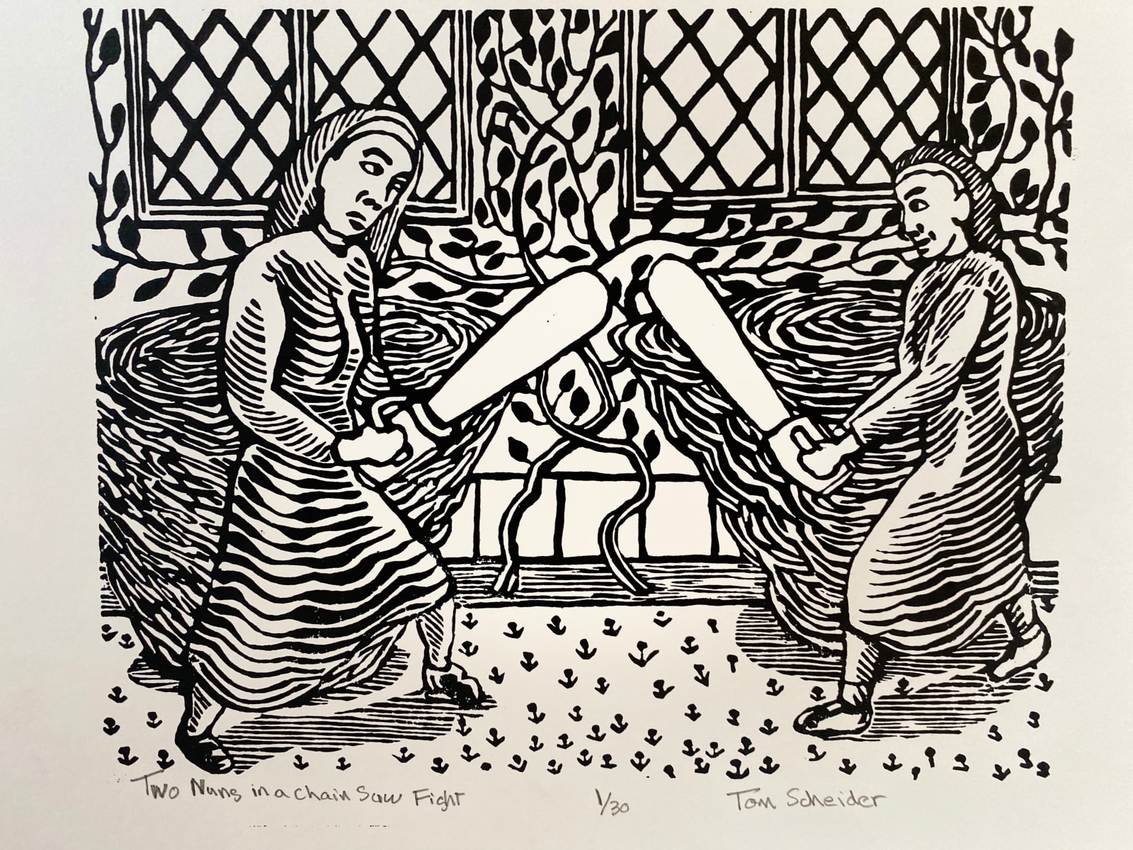 Tom Schneider (b.1963), Two Nuns In A Chainsaw Fight, 2007