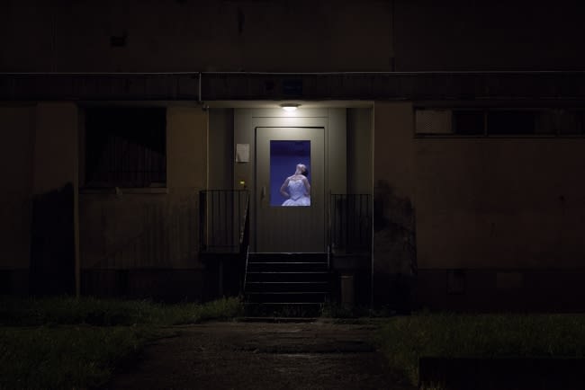 Jr, Les Bosquets, At the door, Montfermeil, France, 2014