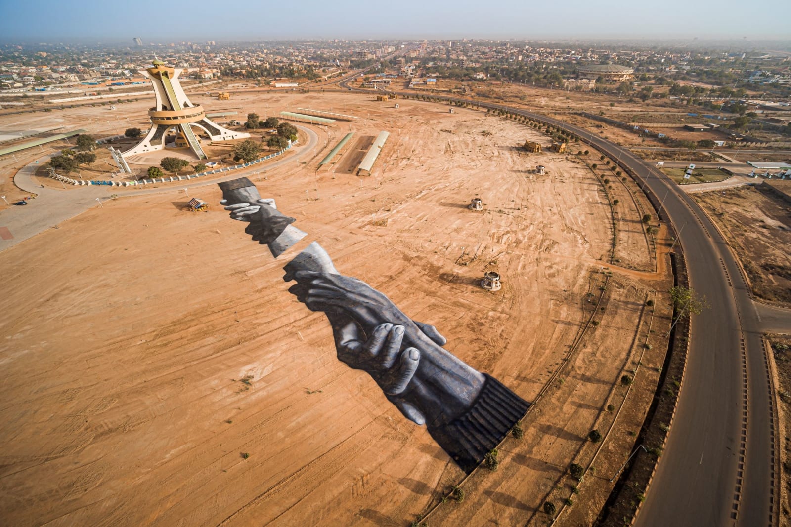 Saype, Beyond Walls, Step 5 : Ouagadougou (BF) 2020, 5000 m², 12°18'39.1"N 1°30'06.5"W, 2021