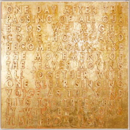 Robert Montgomery, Woodcut Panel (One Day), 2019