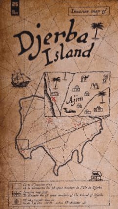 Invader, Carte d’invasion de Djerba (datée et signée), 2020