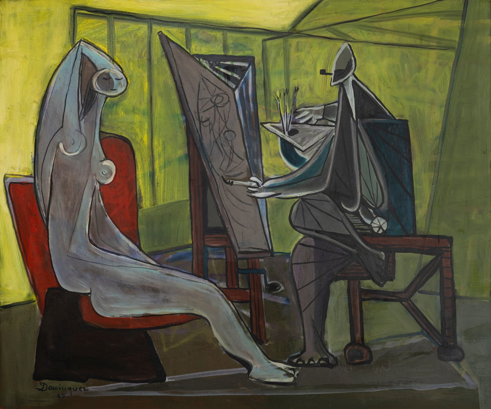 Oscar DOMINGUEZ, *SOLD*Peintre et son modèle, 1945