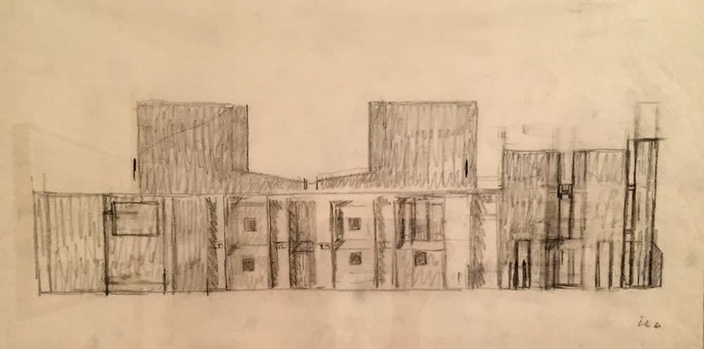 Louis I. Kahn, First Unitarian Church and School, Rochester, NY, 1959-62, built, Elevation
