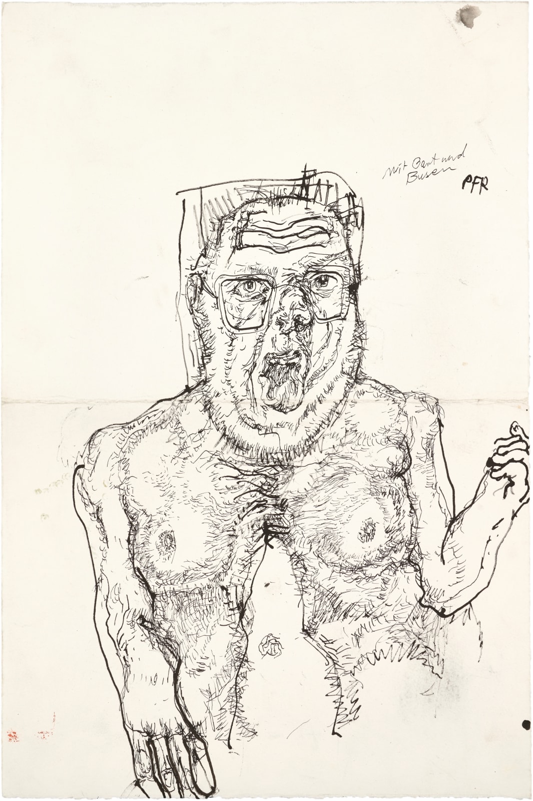Erwin Pfrang, Mit Bart und Busen (With Beard and Breasts), 2023/24
