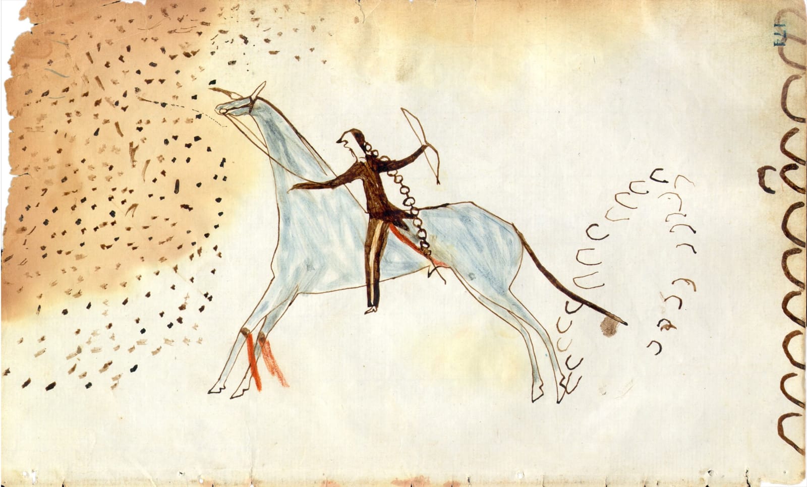 anonymous artist, Ledger Drawing, ca. 1870