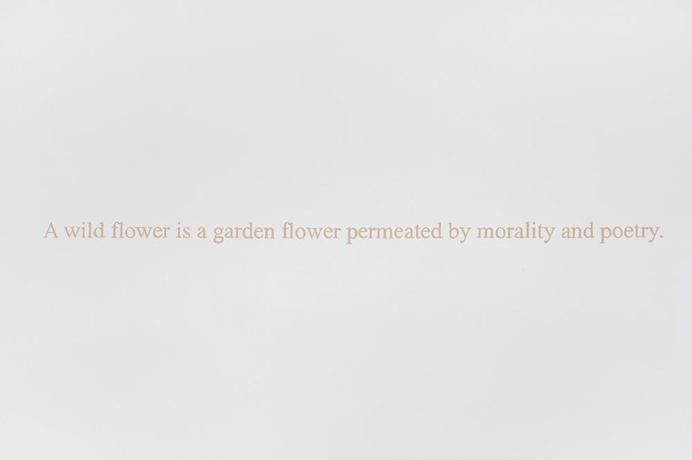 Ian Hamilton Finlay, A wild flower is a garden permeated by mortality and poetry, 1994