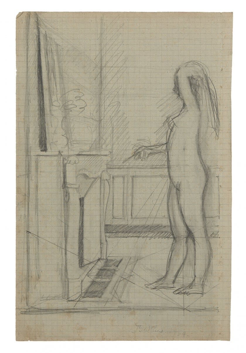 Balthus, Two Studies for "Nu devant la cheminée" (recto and verso), 1954