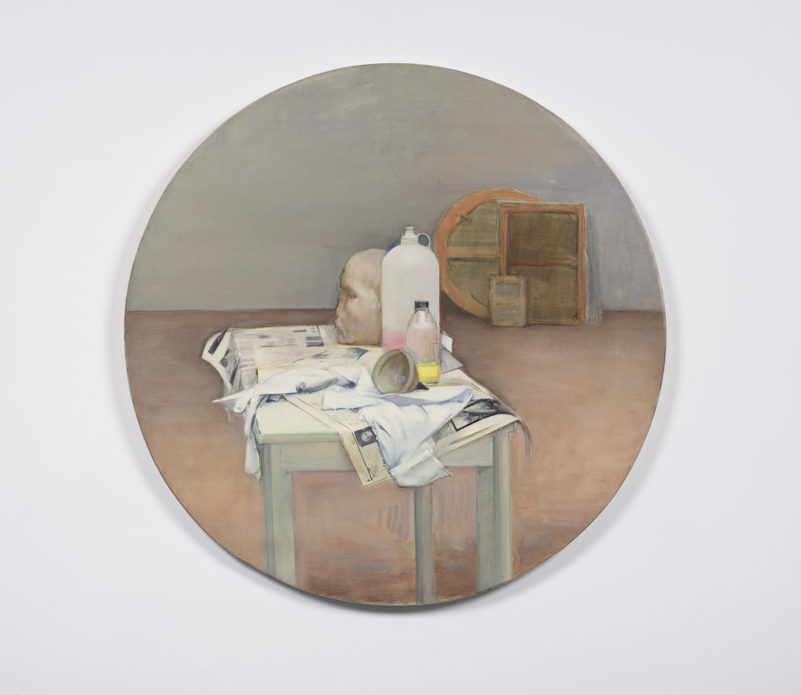 Rodrigo Moynihan, Roman Head on Newspaper, 1984