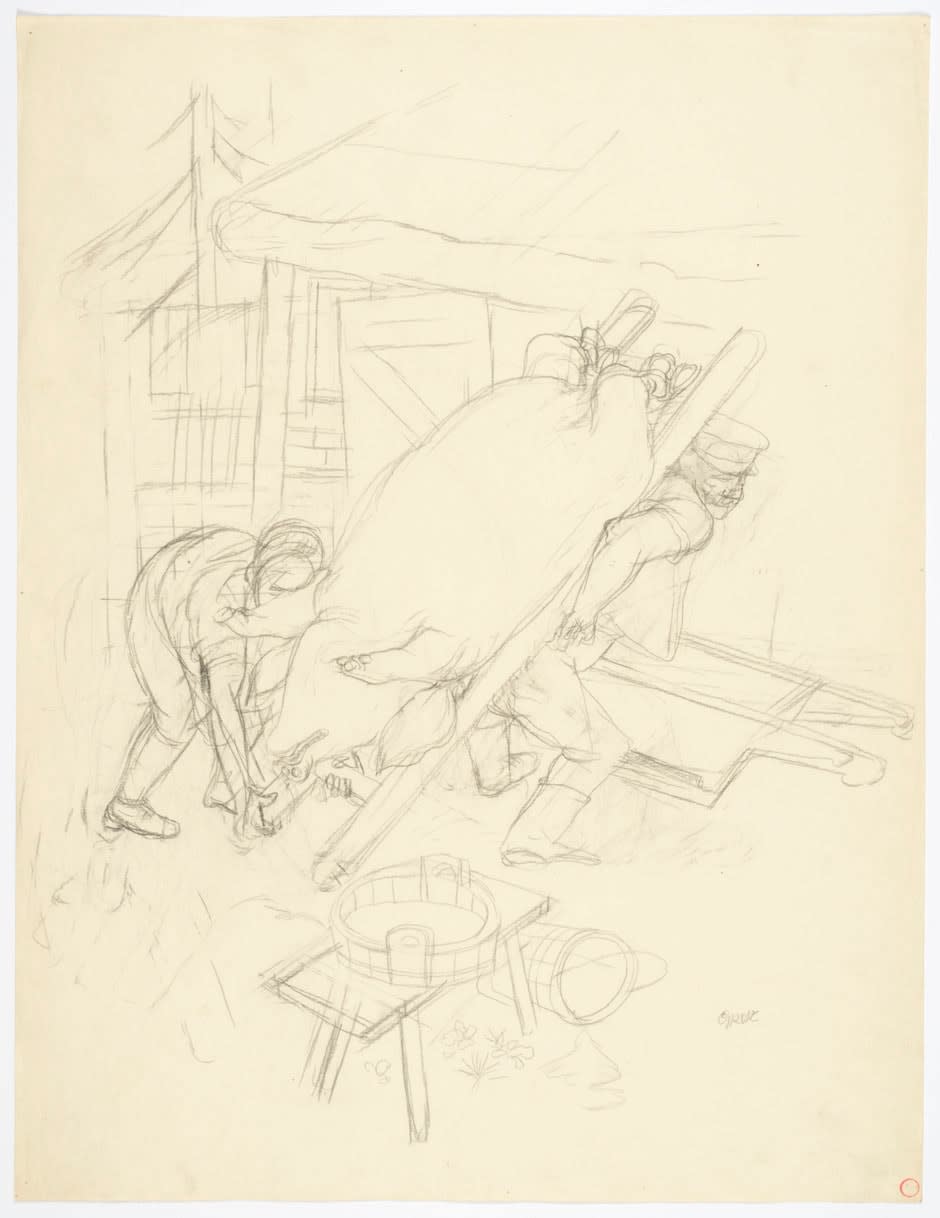 George Grosz, Schweineschlachten auf dem Lande (Pig Slaughter in the Countryside), 1929