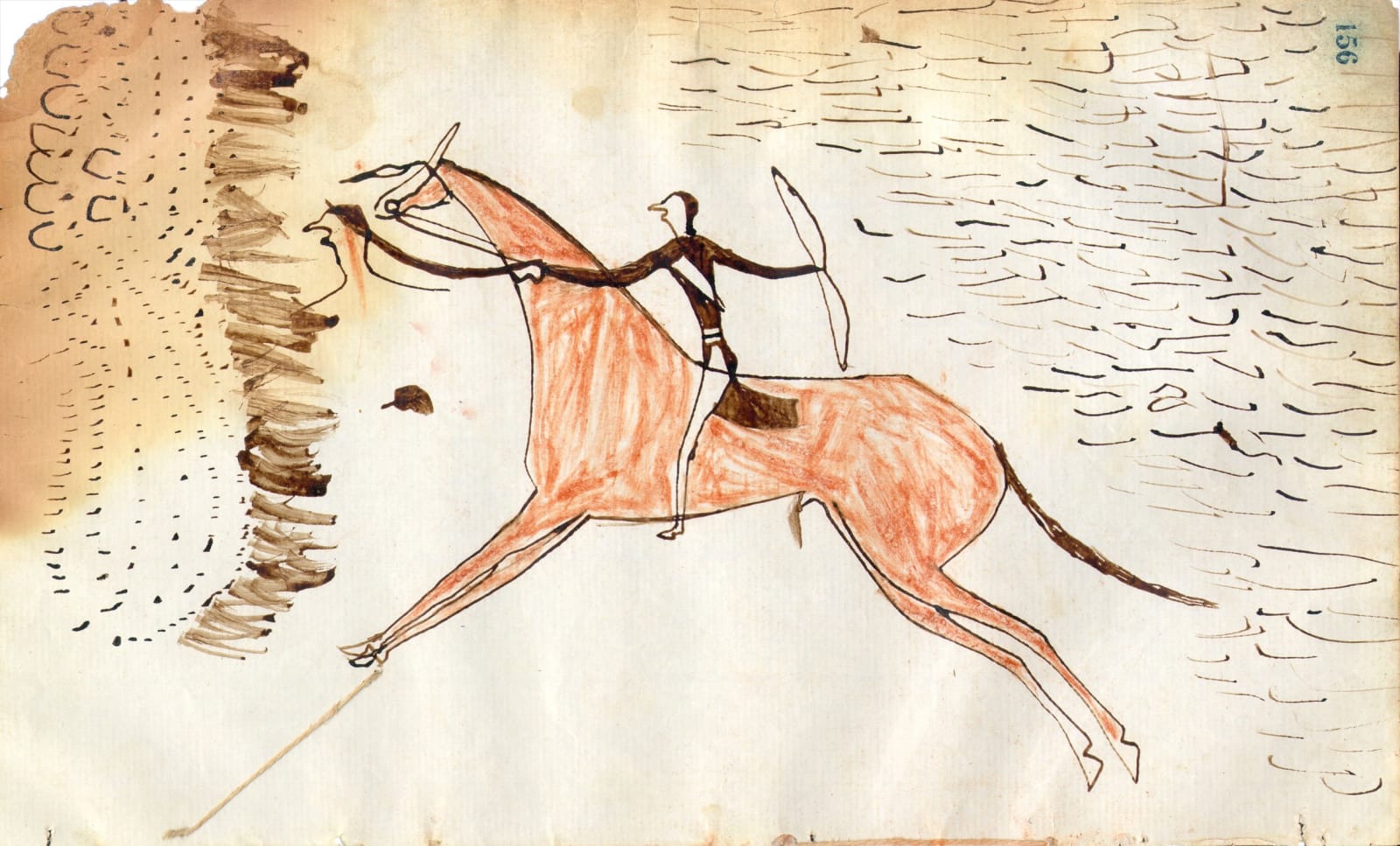 anonymous artist, Ledger Drawing, ca. 1870