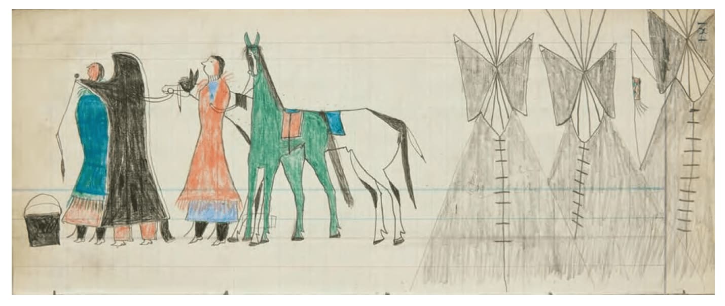 attributed to Cehupa (Jaw) or Okicize Tawa (His Fight), Ledger Drawing, ca. 1880