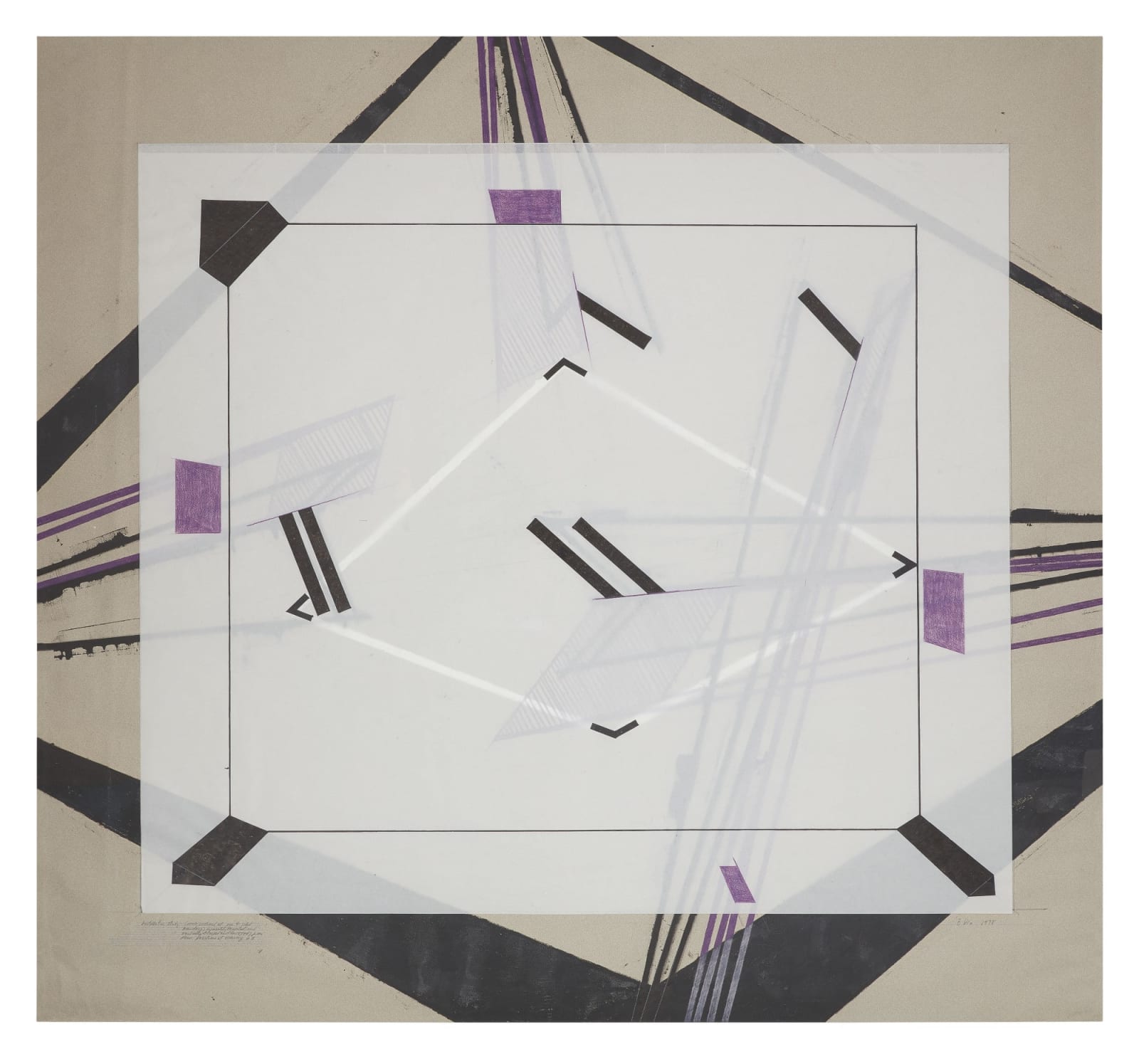 Barry Le Va, Installation Study - Corner Sections (of One 4-Sided Boundary) Separately Projected (and Partially Blocked and Omitted) From Four Positions of Viewing #8, 1978