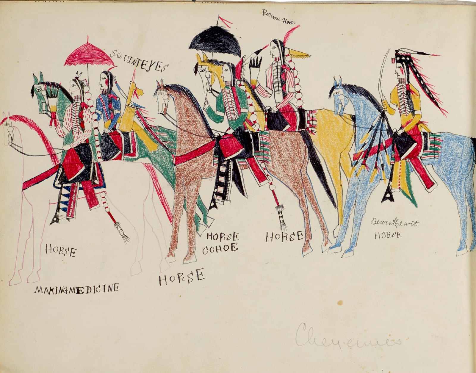 Nokkoist (Bear's Heart), Cheyenne Warriors on Horseback, ca. 1876
