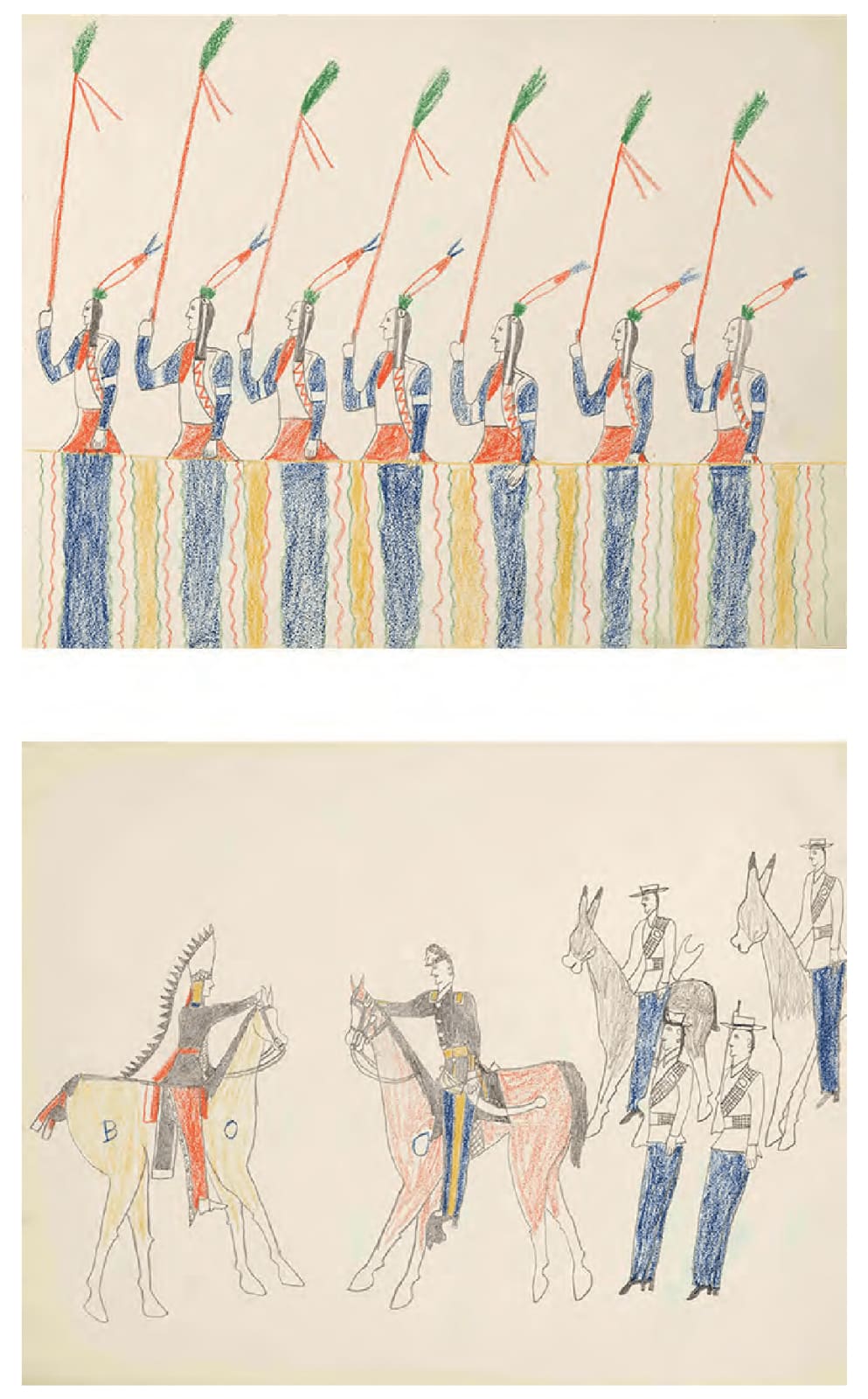 Ohettoint, Warrior Society Procession (recto/verso), ca. 1876