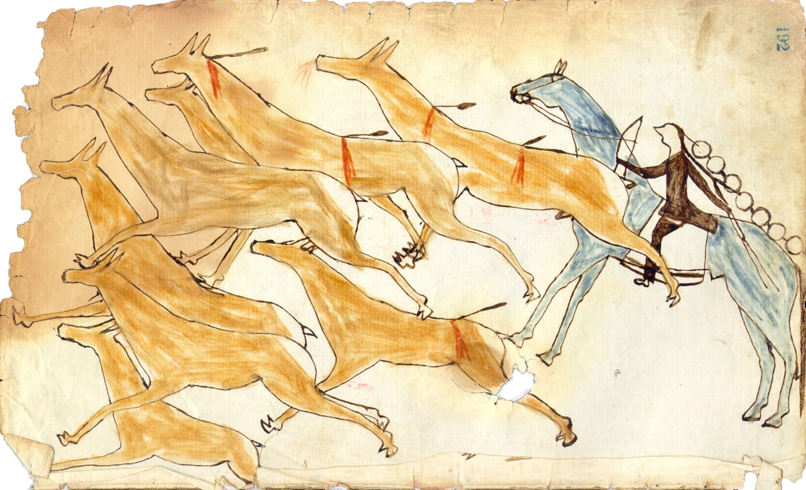 anonymous artist, Ledger Drawing, ca. 1870
