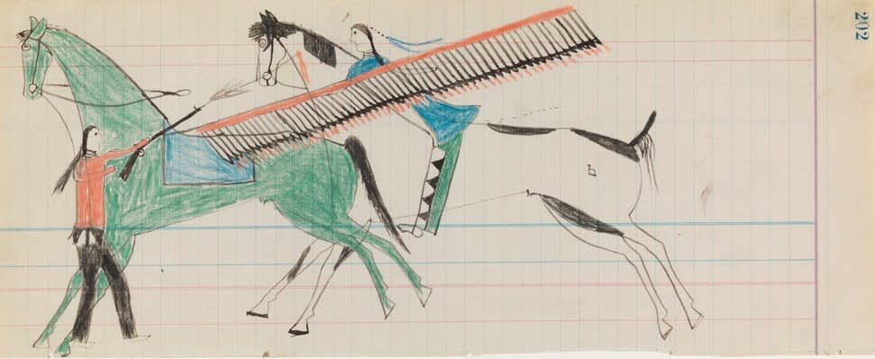 attributed to Cehupa (Jaw) or Okicize Tawa (His Fight), Ledger Drawing, ca. 1880