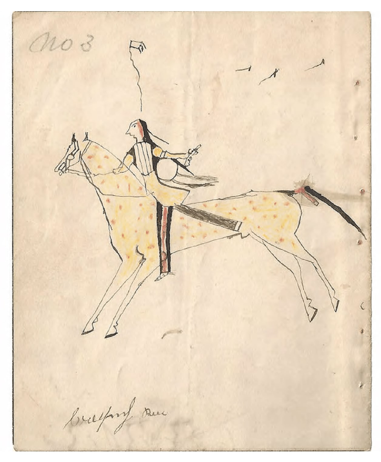 anonymous artist, Ledger Drawing, ca. 1870