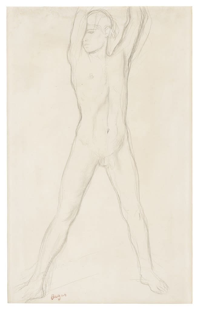 Edgar Degas, A Study of a Young Boy with his Arms Raised about his Head, Preparatory for 'Young Spartans Exercising''