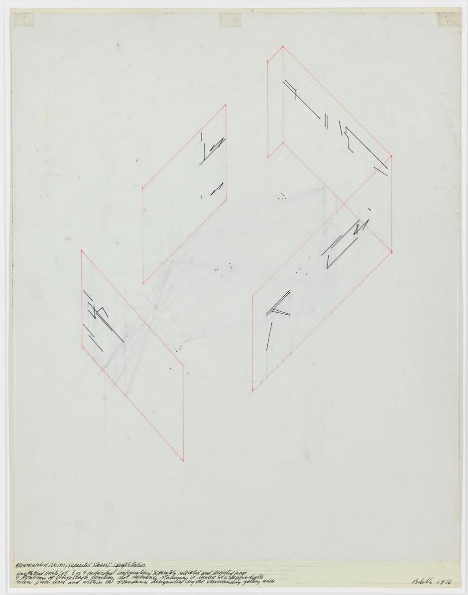 Barry Le Va, Accumulated Vision / Separated Stages: Length Ratios, 1976