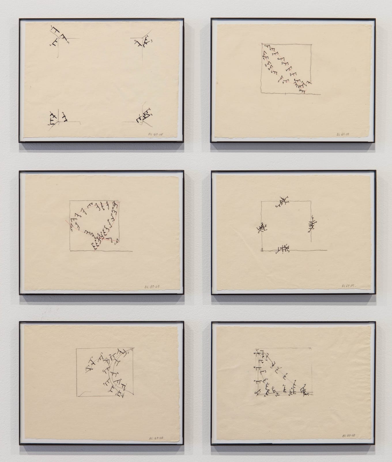 Barry Le Va, Studies for Cleaver installations, from "Hand. Handles. Blades: Cleaver Configurations" (Portfolios I-IV), 2008-09