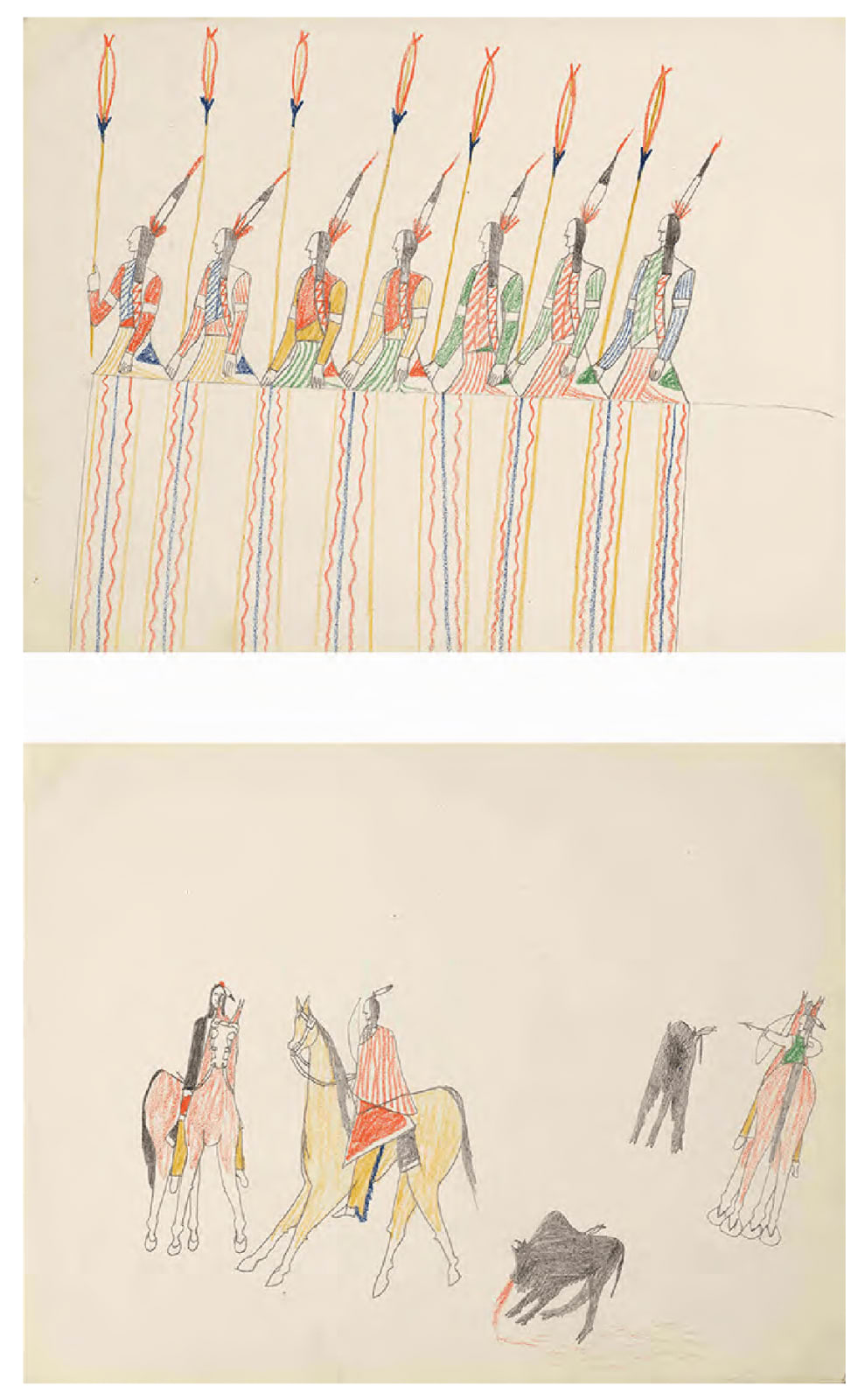Ohettoint, Warrior Society Procession (recto/verso), ca. 1876