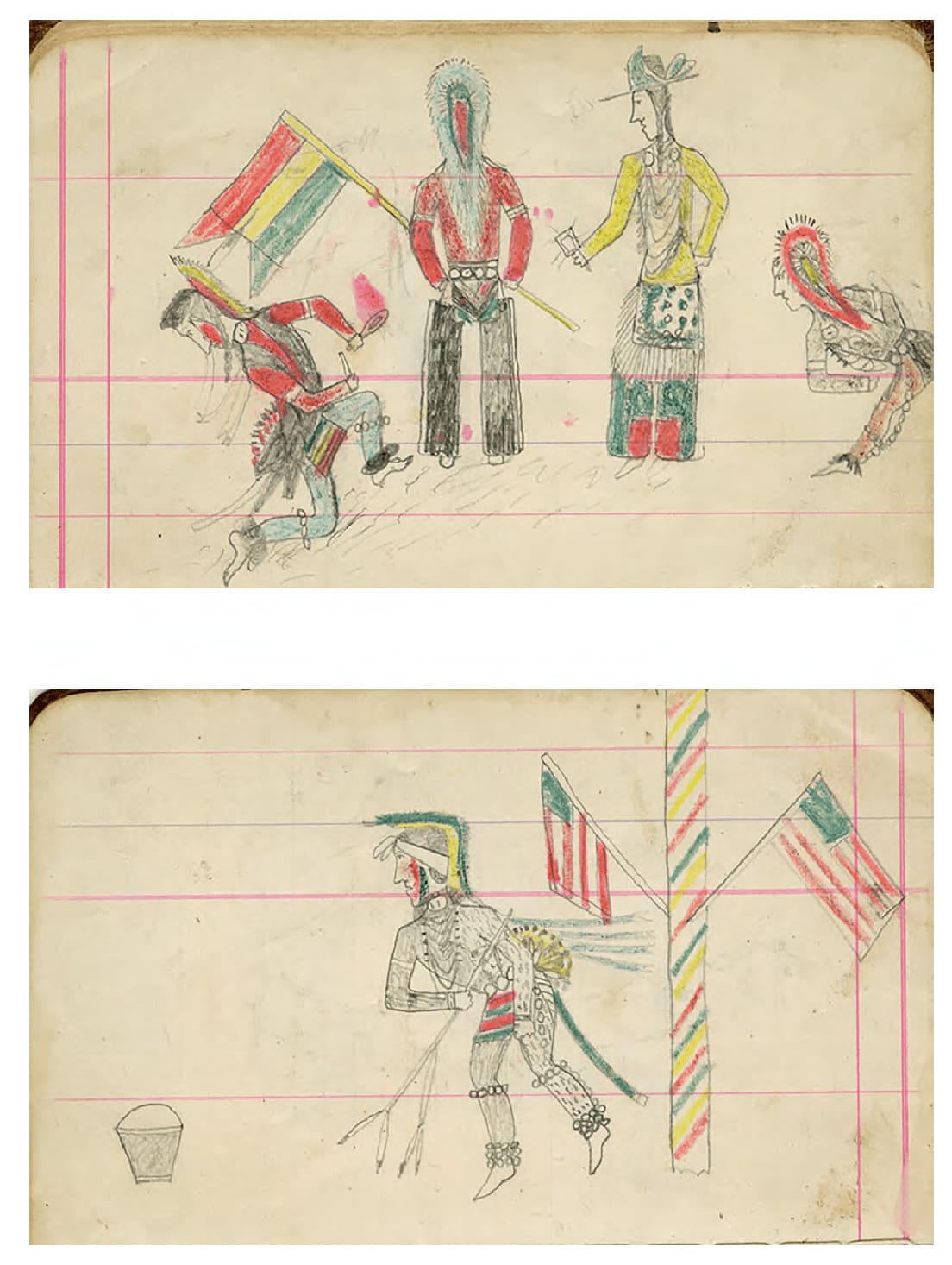 anonymous artist, Ledger Drawing (recto/verso), ca. 1890-1910