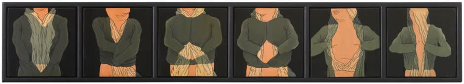 Christina Ramberg, Untitled (6 Disrobing Figures), 1967-68