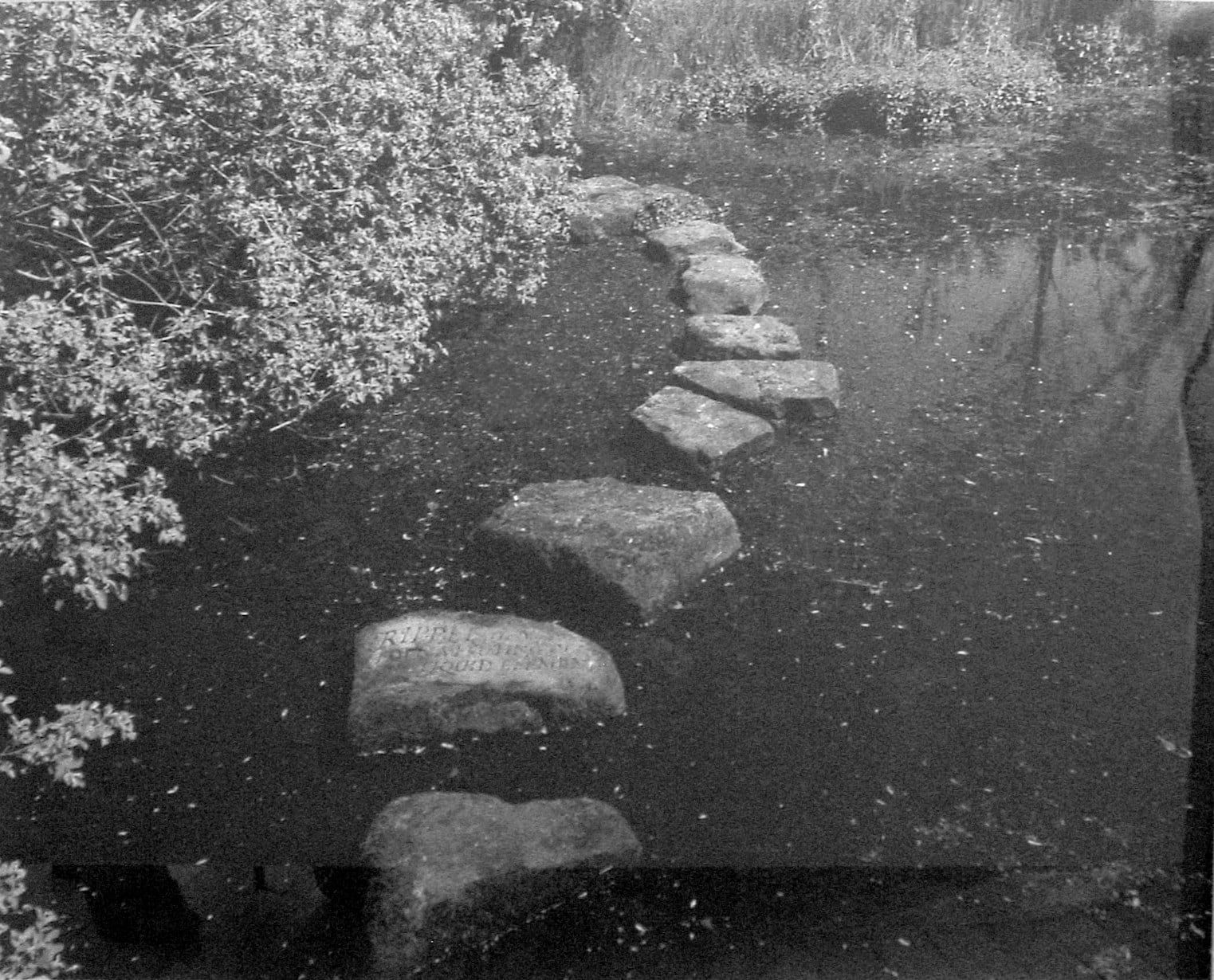 Ian Hamilton Finlay with Werner Hannappel, Stepping Stones: RIPPLE n. A FOLD. A FLUTING OF THE LIQUID ELEMENT, 1993-95