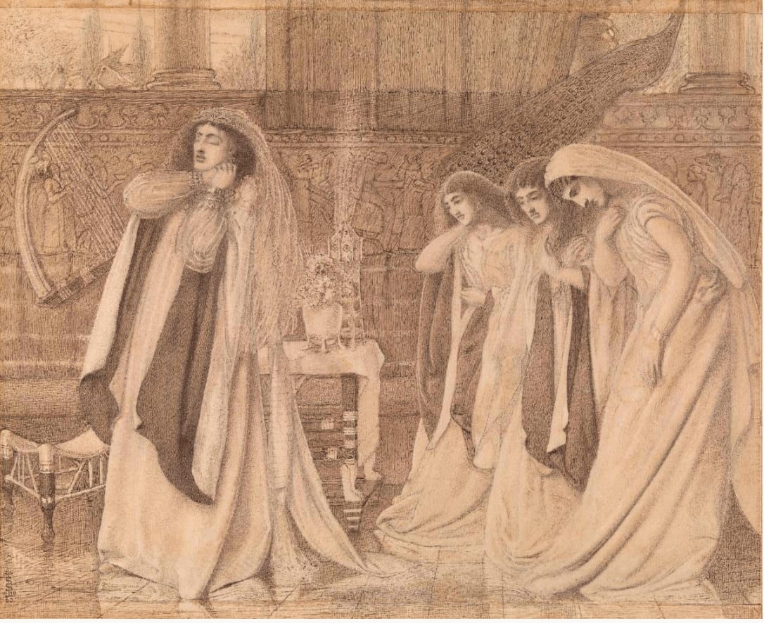 Simeon Solomon, Queen Esther hearing the news of the intended massacre of the Jews, 1860