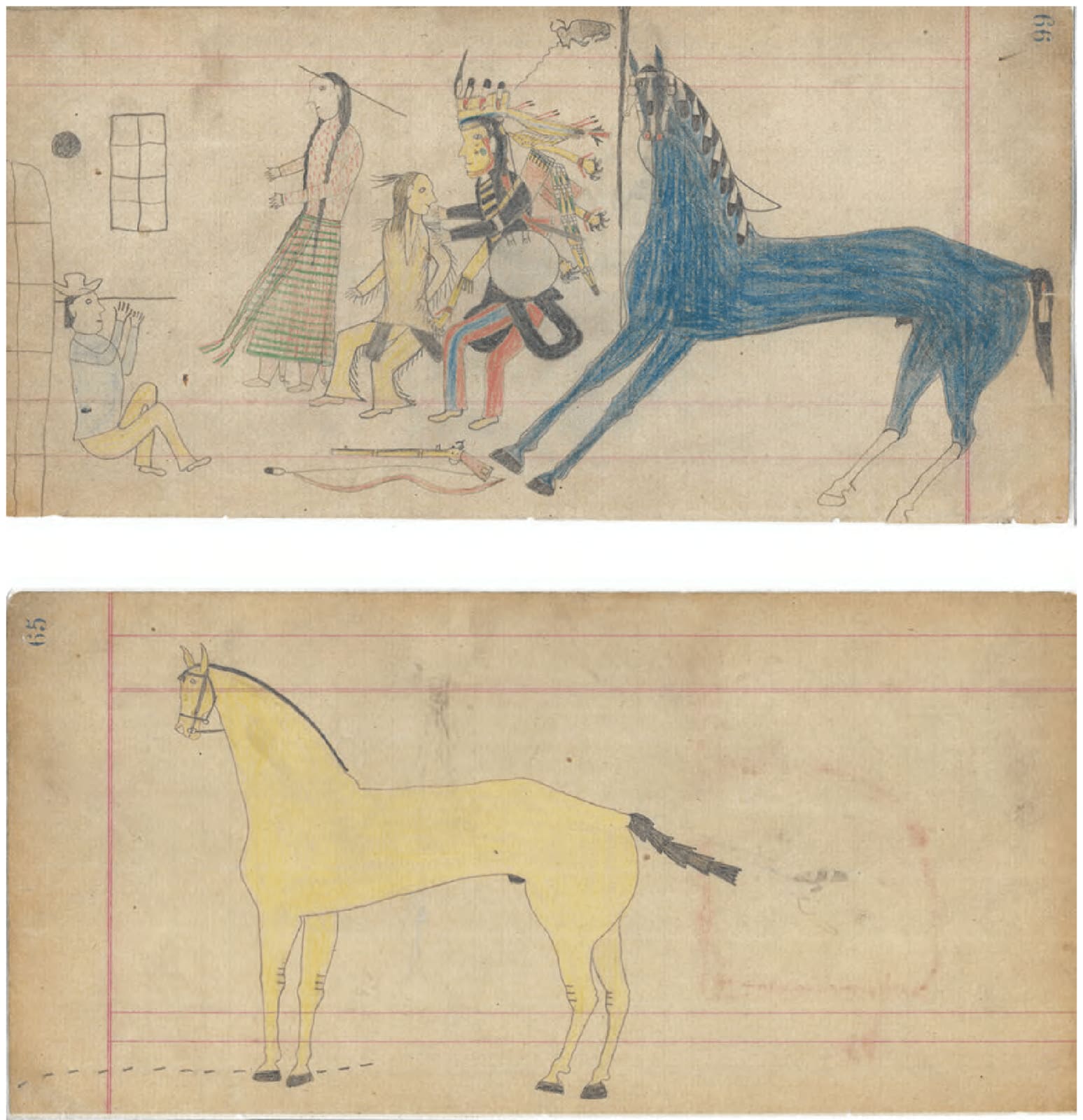 anonymous artist, Ledger Drawing (recto/verso), ca. 1875