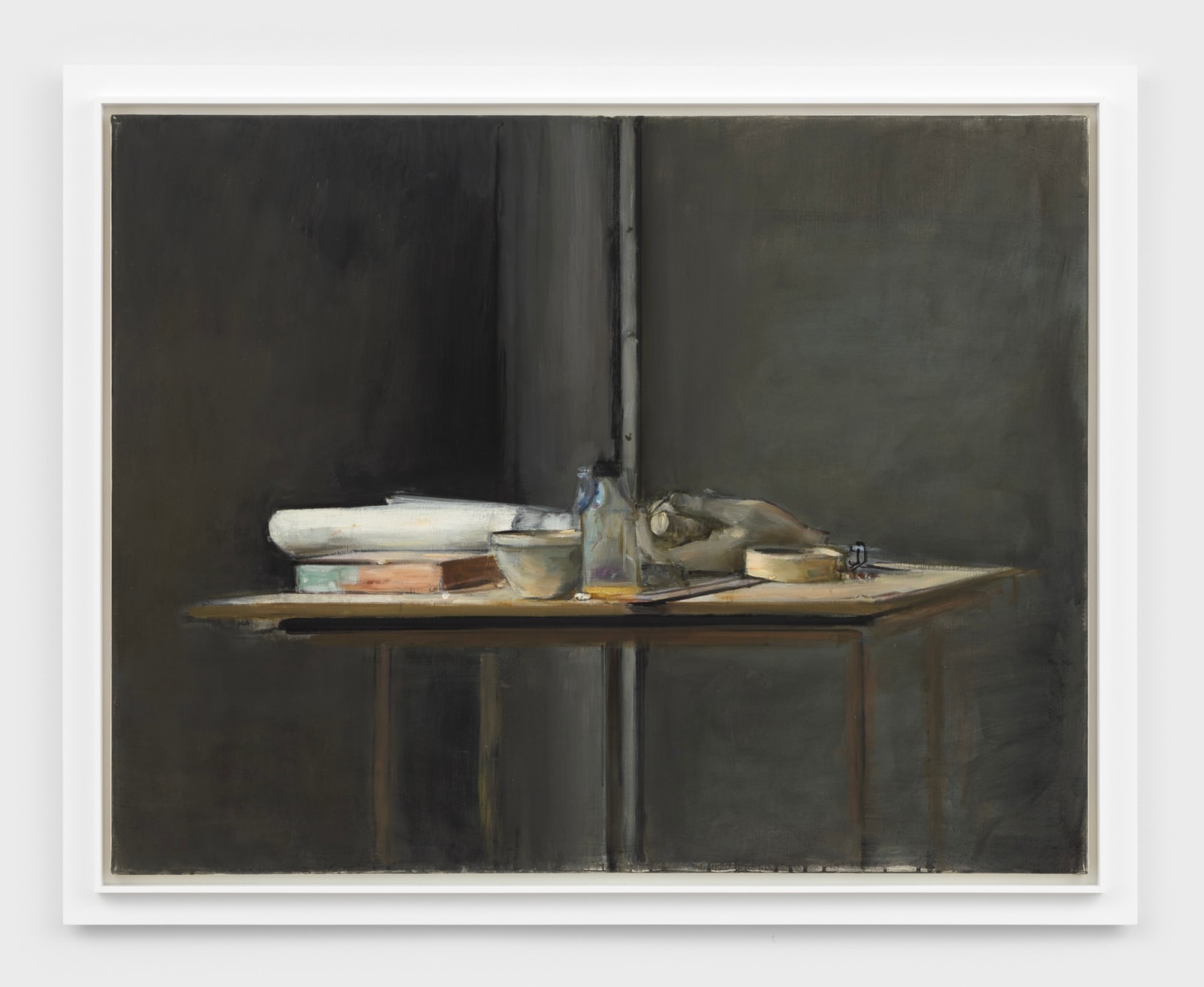 Rodrigo Moynihan, Still Life with Roman Hand & Roll of Photographs II, 1988