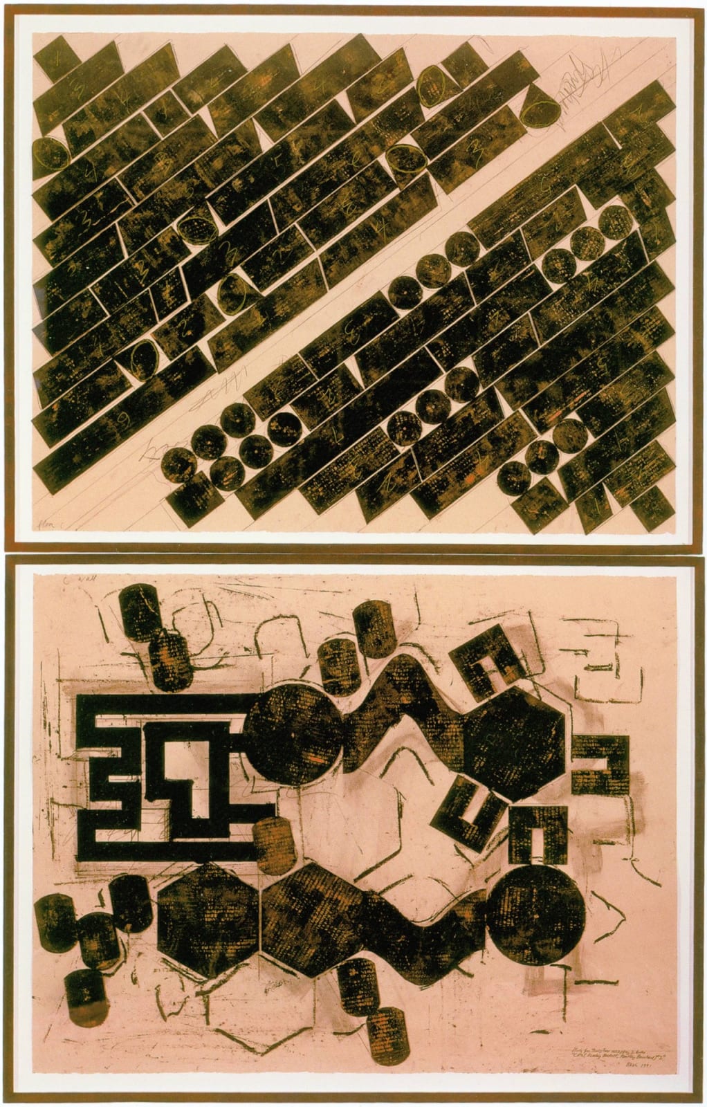 Barry Le Va, Study for One Sculpture Occupying Two Areas "CDE" (Reading Beckett, Reading Bernhard) #2, 1991