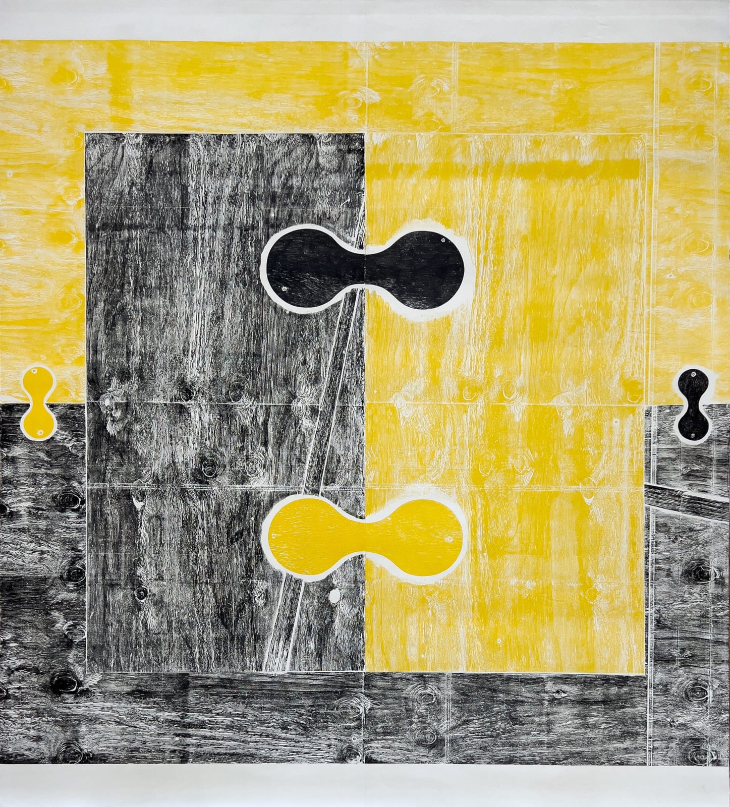 Mel Kendrick, Twin Locks, black and yellow, 1997