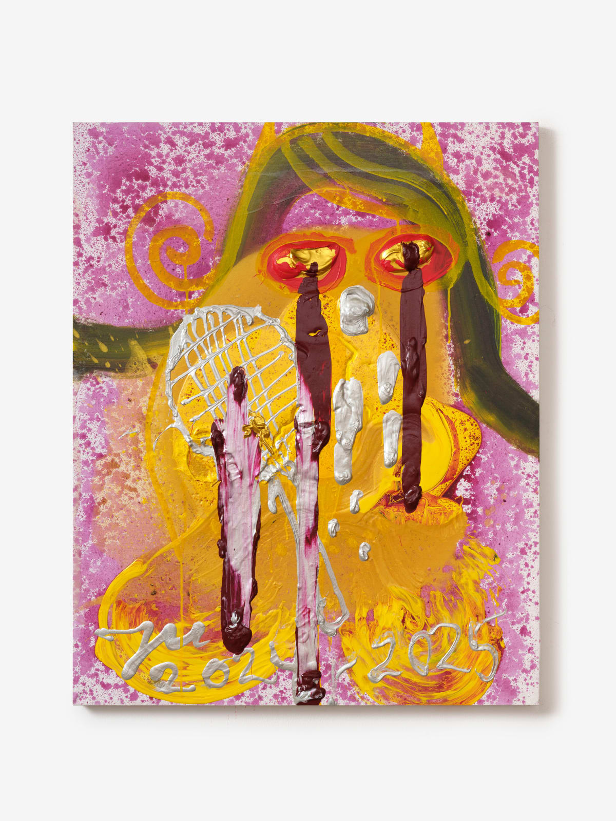 Jonathan Meese, MEIN LEBENDERZ ERZTENNISSCHLÄGERZ WEINT LEISE FÜR DIE LIEBEN KUNSTPROLLS IM NAMEN MEESIFANTOMASN!, 2024