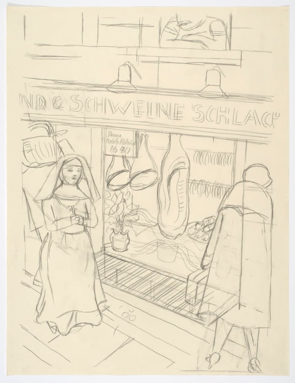 George Grosz, Metzgerschaufenster und Passanten, Berlin (Butcher's Shop Window and Passerby, Berlin), 1928