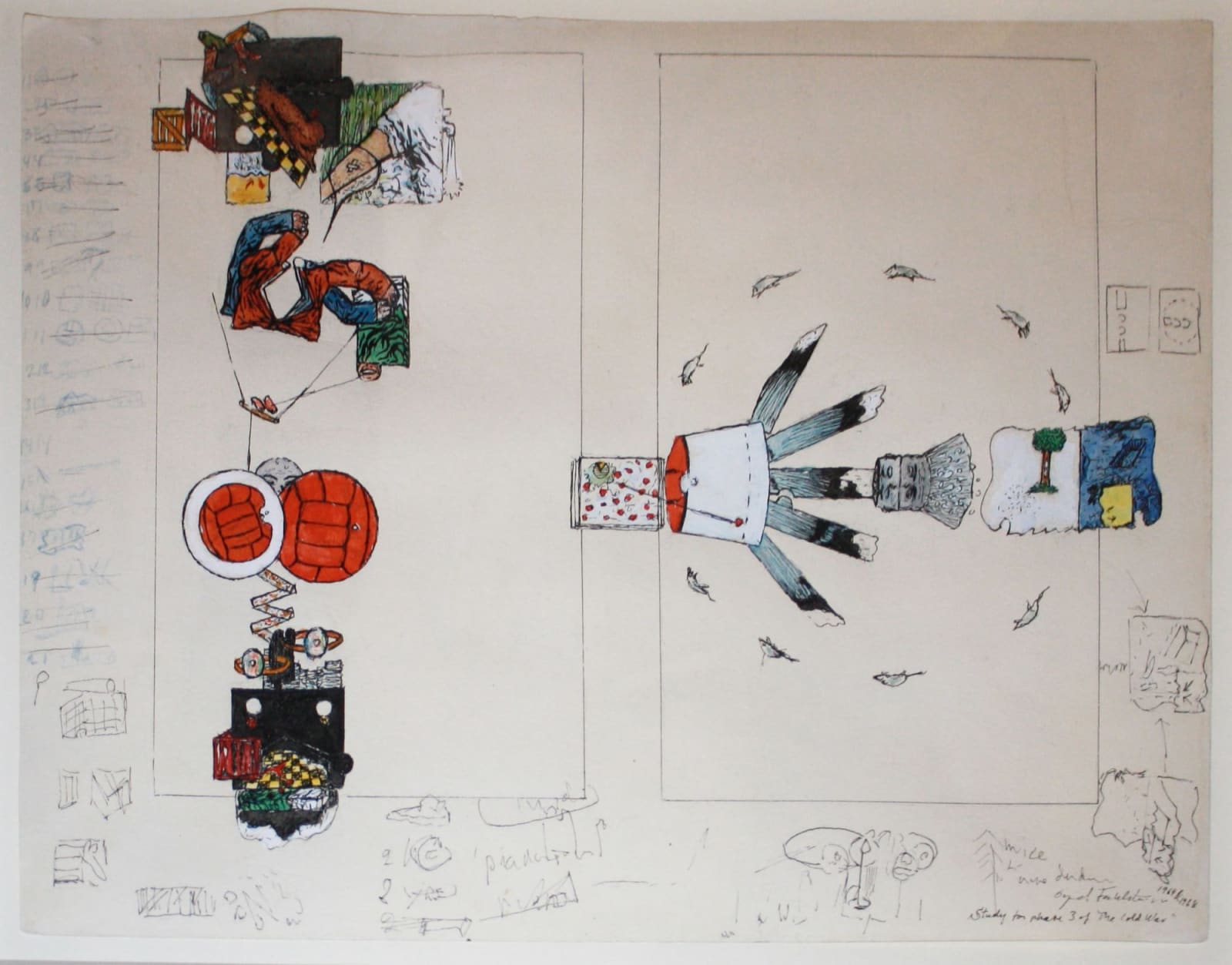 Oyvind Fahlstrom, Study for Phase 3 of "The Cold War", 1964/8