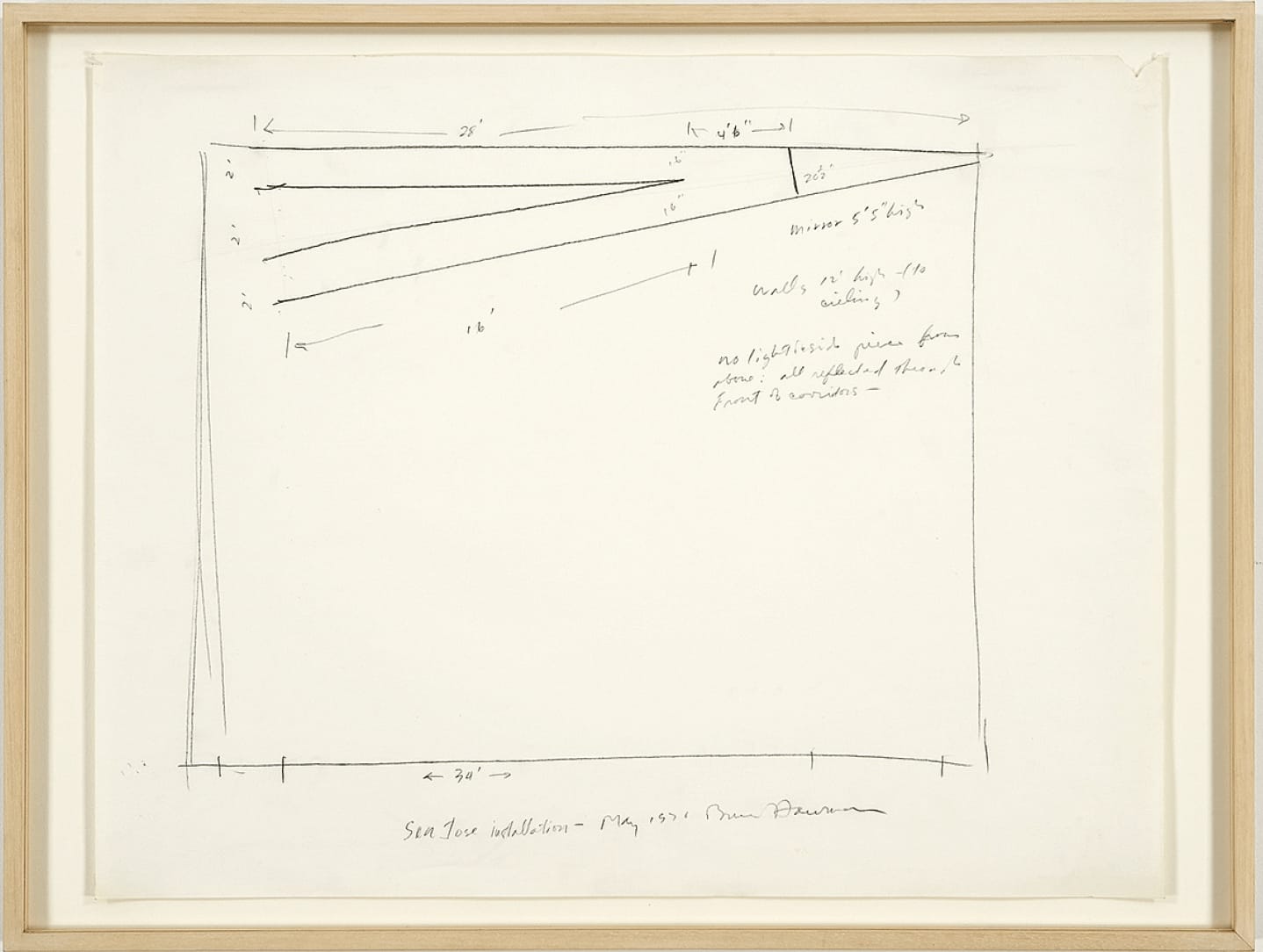 Bruce Nauman, Untitled (Study for Corridor Installation with Mirror - San Jose Installation (Double Wedge Corridor with Mirror) "mirror 5'5" high"), 1971