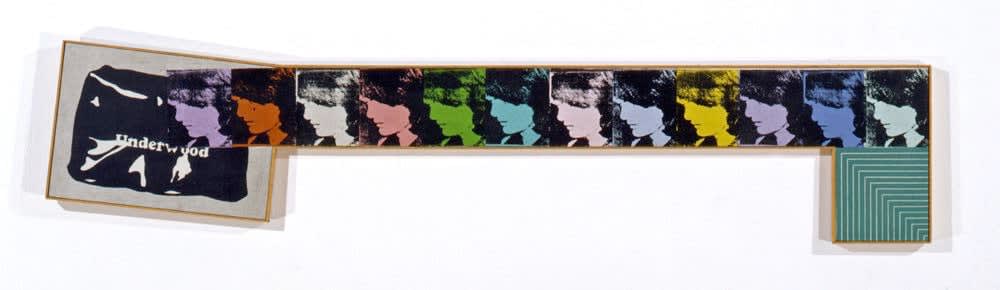 Richard Pettibone, Duchamp "Pliant de Voyage" 1917; Warhol, Andy "Jackie" 1964 (twelve times); and Stella, Frank "Hampton Roads", 1961, 1969