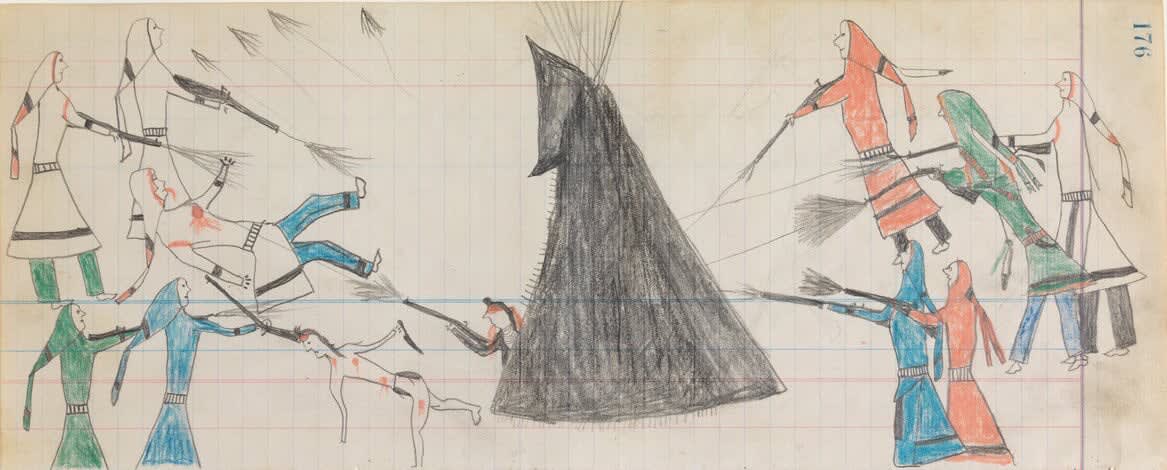 attributed to Cehupa (Jaw) or Okicize Tawa (His Fight), Ledger Drawing, ca. 1880