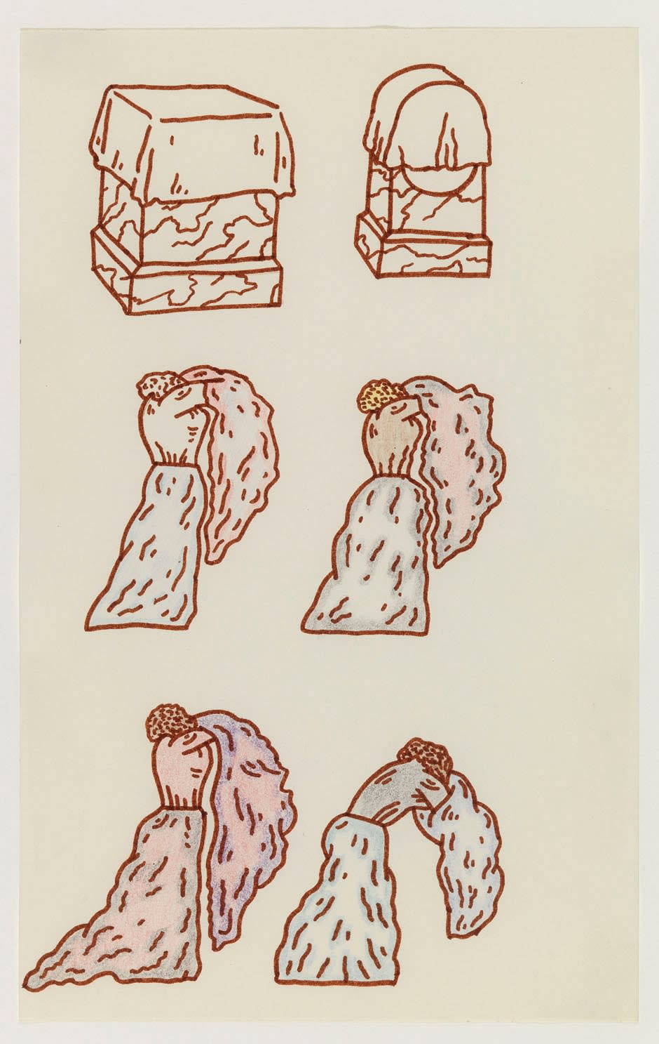 Christina Ramberg, Untitled (Figures and Tombs), 1968