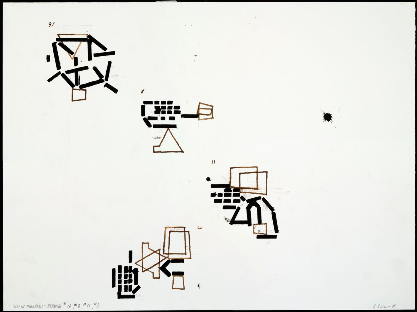 Barry Le Va, Silent Diagrams - Reading #16, #8, #11, #3, 2008