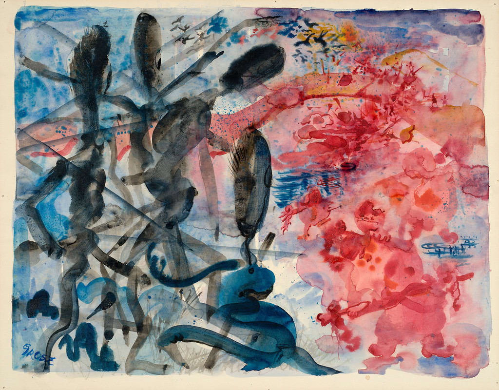 George Grosz, Stickmen and the Fat Adversary, ca. 1949