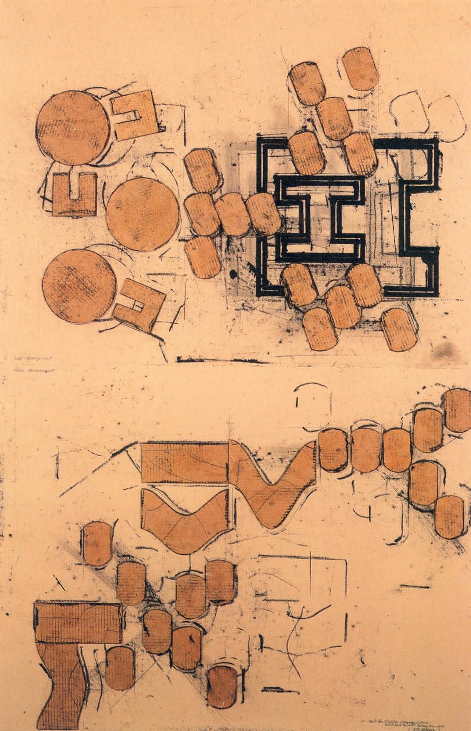Barry Le Va, Study for 1 Sculpture Occupying 2 areas. Institutional Templates: Reading from Above, NTL Conference Isolating Variables/2013, 1990