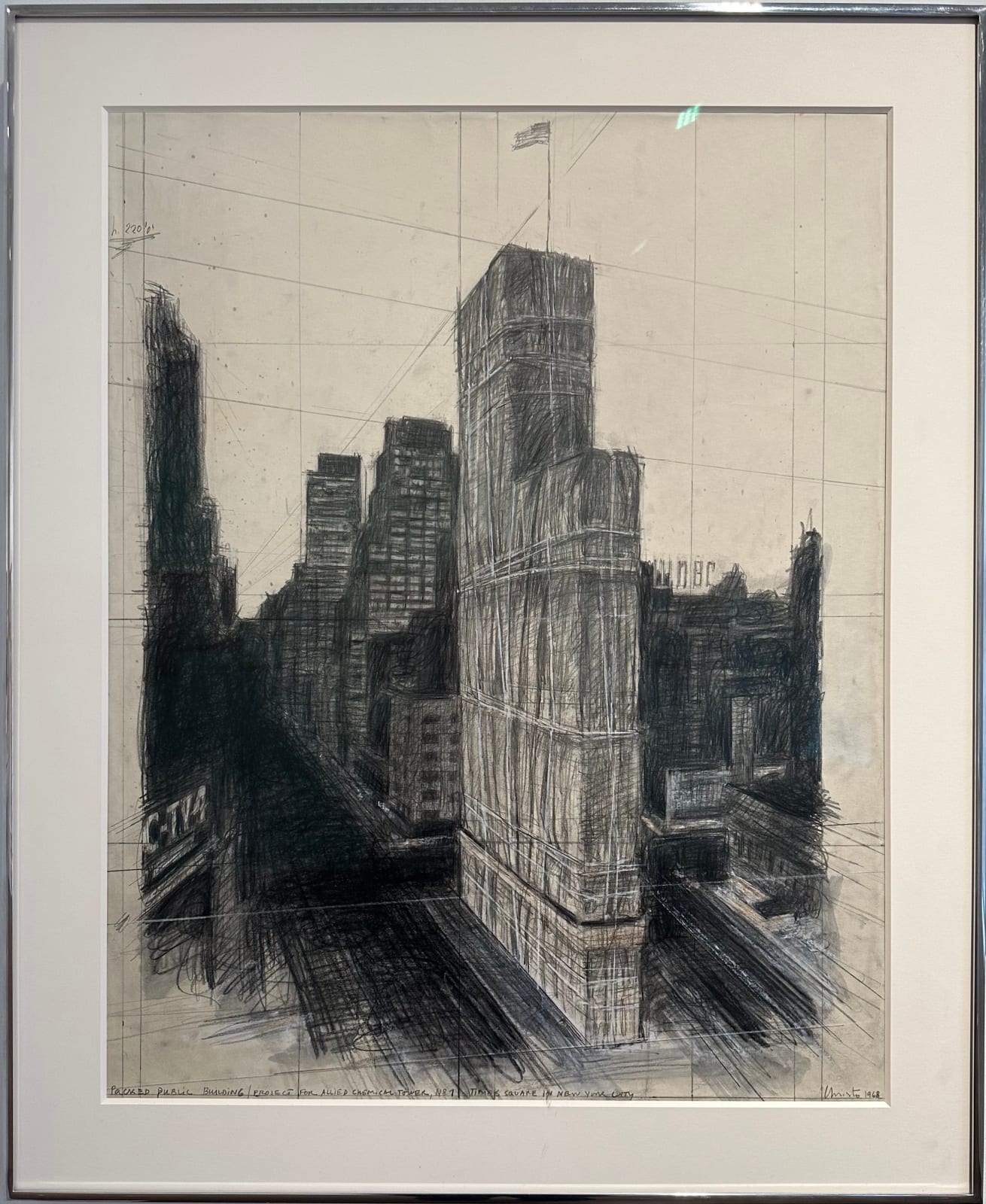 Christo, Packed Public Building (Project for Allied Chemical Tower, No. 1 Times Square in NYC), 1968